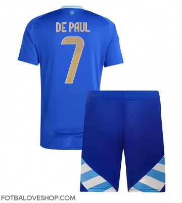 Argentina Rodrigo De Paul #7 Dětské Venkovní Dres Copa America 2024 Krátký Rukáv (+ trenýrky)