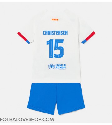 Barcelona Andreas Christensen #15 Dětské Venkovní Dres 2023-24 Krátký Rukáv (+ trenýrky)