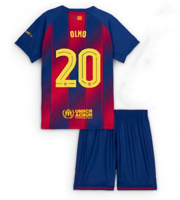 Barcelona Dani Olmo #20 Dětské Domácí Dres 2025-26 Krátký Rukáv (+ trenýrky)