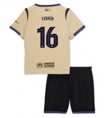 Barcelona Fermin Lopez #16 Dětské Venkovní Dres 2025-26 Krátký Rukáv (+ trenýrky)