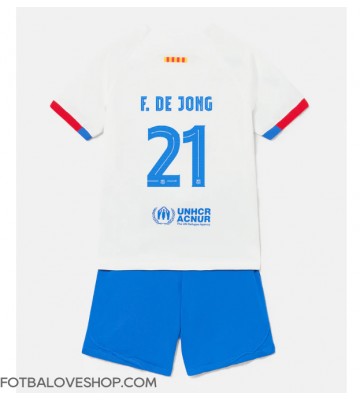 Barcelona Frenkie de Jong #21 Dětské Venkovní Dres 2023-24 Krátký Rukáv (+ trenýrky)
