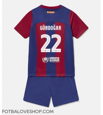 Barcelona Ilkay Gundogan #22 Dětské Domácí Dres 2023-24 Krátký Rukáv (+ trenýrky)