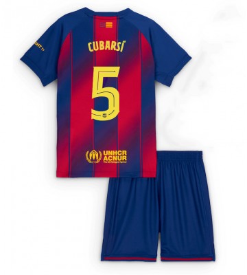 Barcelona Pau Cubarsi #5 Dětské Domácí Dres 2025-26 Krátký Rukáv (+ trenýrky)