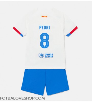 Barcelona Pedri Gonzalez #8 Dětské Venkovní Dres 2023-24 Krátký Rukáv (+ trenýrky)