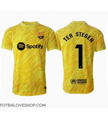 Barcelona Ter Stegen #1 Brankářské Domácí Dres 2024-25 Krátký Rukáv