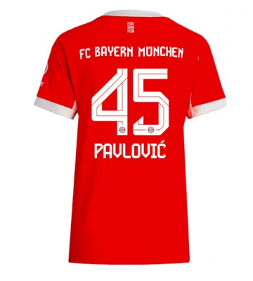 Bayern Munich Aleksandar Pavlovic #45 Dámské Domácí Dres 2025-26 Krátký Rukáv Bayern Munich Aleksandar Pavlovic #45 Dámské Domácí Dres 2025-26 Krátký Rukáv