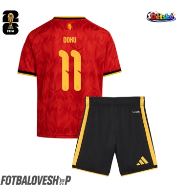 Belgie Jeremy Doku #11 Dětské Domácí Dres MS 2026 Krátký Rukáv (+ trenýrky)