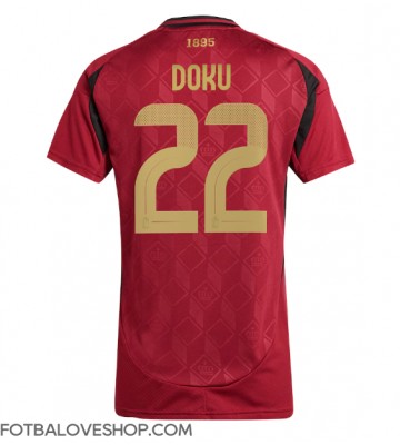 Belgie Jeremy Doku #22 Dámské Domácí Dres ME 2024 Krátký Rukáv