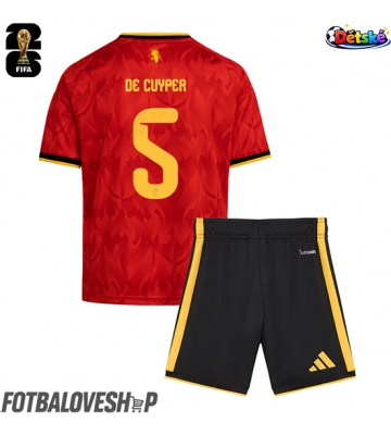 Belgie Maxim De Cuyper #5 Dětské Domácí Dres MS 2026 Krátký Rukáv (+ trenýrky)