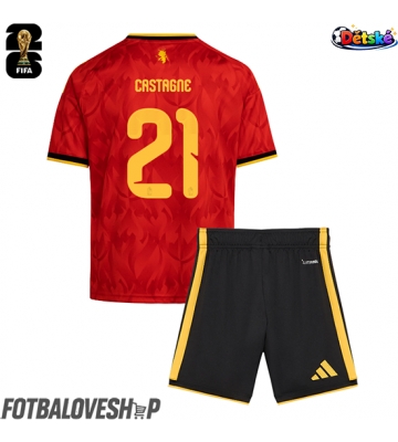Belgie Timothy Castagne #21 Dětské Domácí Dres MS 2026 Krátký Rukáv (+ trenýrky)