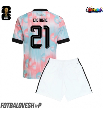 Belgie Timothy Castagne #21 Dětské Venkovní Dres MS 2026 Krátký Rukáv (+ trenýrky)
