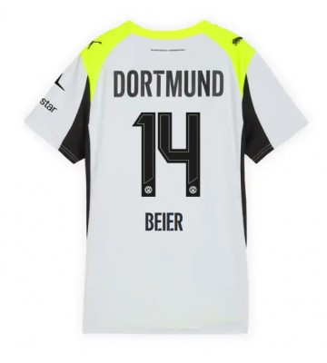 Borussia Dortmund Maximilian Beier #14 Dámské Venkovní Dres 2025-26 Krátký Rukáv Borussia Dortmund Maximilian Beier #14 Dámské Venkovní Dres 2025-26 Krátký Rukáv