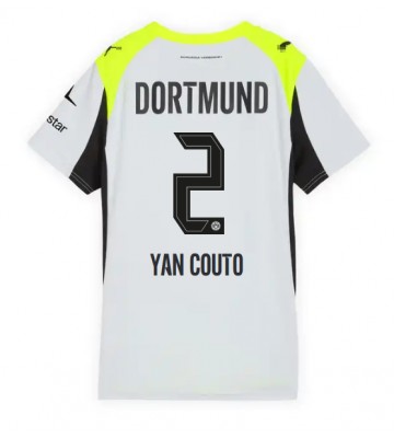 Borussia Dortmund Yan Couto #2 Dámské Venkovní Dres 2025-26 Krátký Rukáv Borussia Dortmund Yan Couto #2 Dámské Venkovní Dres 2025-26 Krátký Rukáv