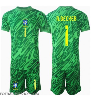 Brazílie Alisson Becker #1 Brankářské Dětské Domácí Dres Copa America 2024 Krátký Rukáv (+ trenýrky)
