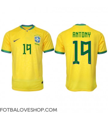 Brazílie Antony #19 Domácí Dres MS 2022 Krátký Rukáv