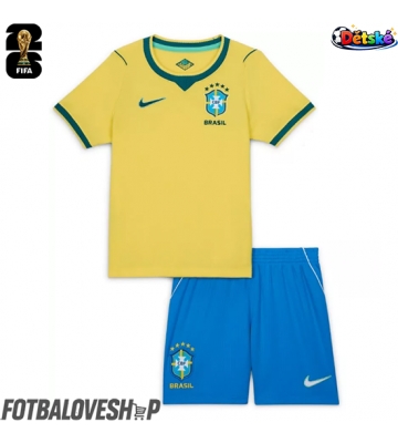 Brazílie Dětské Domácí Dres MS 2026 Krátký Rukáv (+ trenýrky)