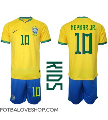 Brazílie Neymar Jr #10 Dětské Domácí Dres MS 2022 Krátký Rukáv (+ trenýrky)