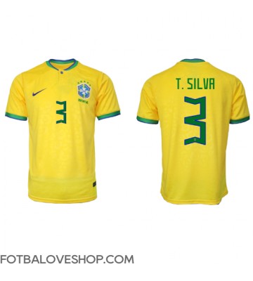 Brazílie Thiago Silva #3 Domácí Dres MS 2022 Krátký Rukáv