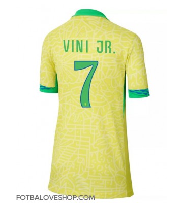 Brazílie Vinicius Junior #7 Dámské Domácí Dres Copa America 2024 Krátký Rukáv