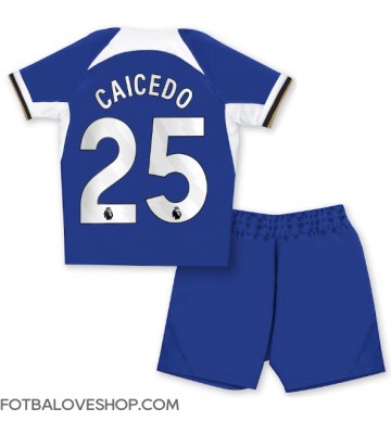 Chelsea Moises Caicedo #25 Dětské Domácí Dres 2023-24 Krátký Rukáv (+ trenýrky)