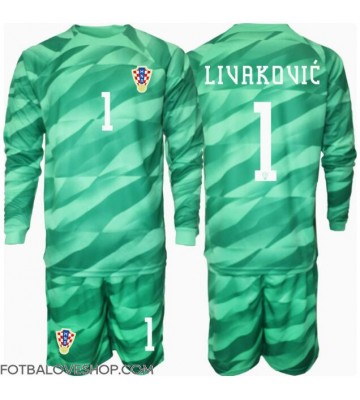 Chorvatsko Dominik Livakovic #1 Brankářské Dětské Venkovní Dres ME 2024 Dlouhý Rukáv (+ trenýrky)