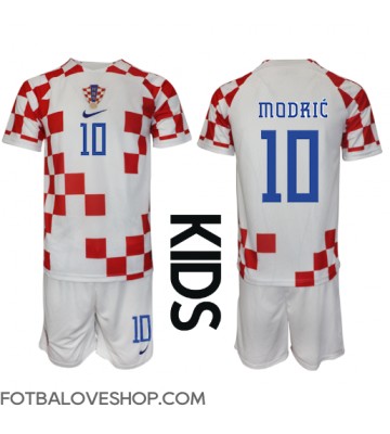Chorvatsko Luka Modric #10 Dětské Domácí Dres MS 2022 Krátký Rukáv (+ trenýrky)