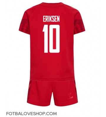 Dánsko Christian Eriksen #10 Dětské Domácí Dres MS 2022 Krátký Rukáv (+ trenýrky)