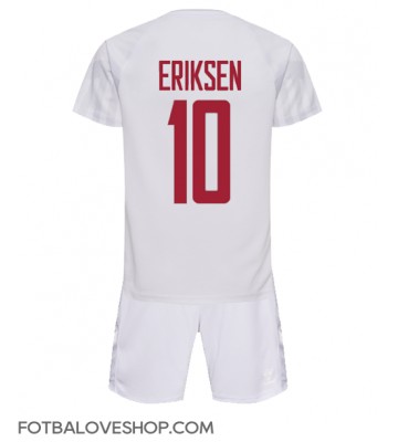 Dánsko Christian Eriksen #10 Dětské Venkovní Dres MS 2022 Krátký Rukáv (+ trenýrky)