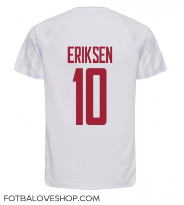 Dánsko Christian Eriksen #10 Venkovní Dres MS 2022 Krátký Rukáv