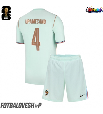 Francie Dayot Upamecano #4 Dětské Venkovní Dres MS 2026 Krátký Rukáv (+ trenýrky)
