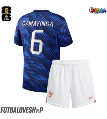 Francie Eduardo Camavinga #6 Dětské Domácí Dres MS 2026 Krátký Rukáv (+ trenýrky)