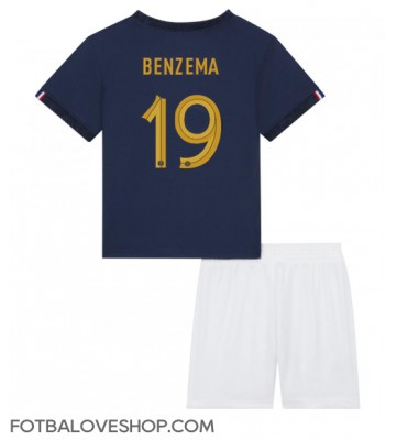 Francie Karim Benzema #19 Dětské Domácí Dres MS 2022 Krátký Rukáv (+ trenýrky)
