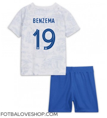 Francie Karim Benzema #19 Dětské Venkovní Dres MS 2022 Krátký Rukáv (+ trenýrky)