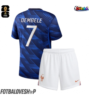 Francie Ousmane Dembele #7 Dětské Domácí Dres MS 2026 Krátký Rukáv (+ trenýrky)