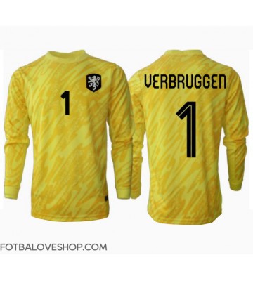 Holandsko Bart Verbruggen #1 Brankářské Venkovní Dres ME 2024 Dlouhý Rukáv