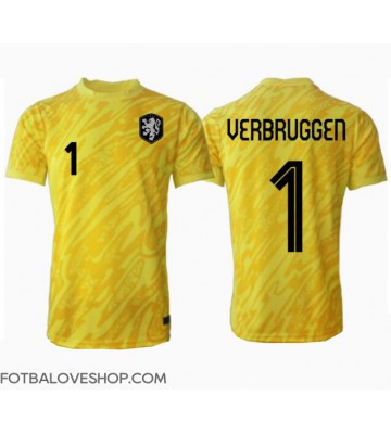 Holandsko Bart Verbruggen #1 Brankářské Venkovní Dres ME 2024 Krátký Rukáv