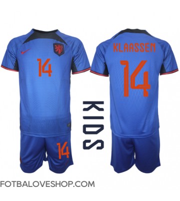 Holandsko Davy Klaassen #14 Dětské Venkovní Dres MS 2022 Krátký Rukáv (+ trenýrky)