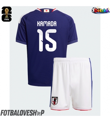 Japonsko Daichi Kamada #15 Dětské Domácí Dres MS 2026 Krátký Rukáv (+ trenýrky)