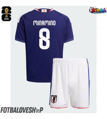 Japonsko Takumi Minamino #8 Dětské Domácí Dres MS 2026 Krátký Rukáv (+ trenýrky)