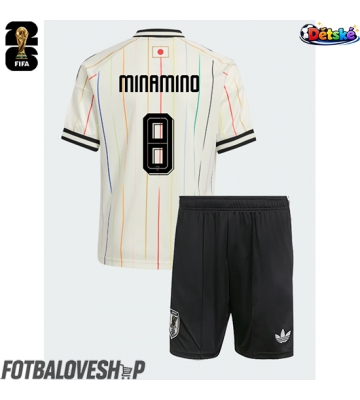 Japonsko Takumi Minamino #8 Dětské Venkovní Dres MS 2026 Krátký Rukáv (+ trenýrky)