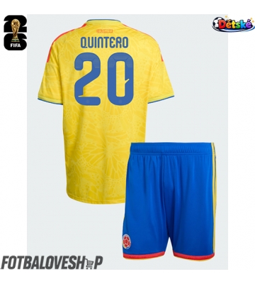 Kolumbie Juan Fernando Quintero #20 Dětské Domácí Dres MS 2026 Krátký Rukáv (+ trenýrky)
