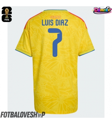 Kolumbie Luis Diaz #7 Dámské Domácí Dres MS 2026 Krátký Rukáv