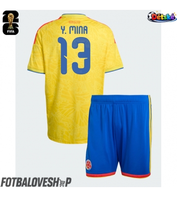 Kolumbie Yerry Mina #13 Dětské Domácí Dres MS 2026 Krátký Rukáv (+ trenýrky)