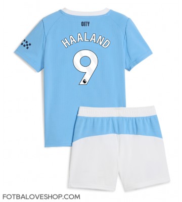 Manchester City Erling Haaland #9 Dětské Domácí Dres 2025-26 Krátký Rukáv (+ trenýrky)