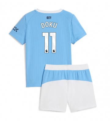 Manchester City Jeremy Doku #11 Dětské Domácí Dres 2025-26 Krátký Rukáv (+ trenýrky)