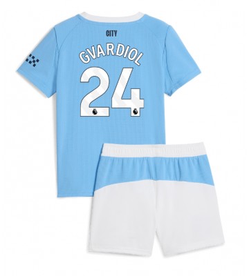 Manchester City Josko Gvardiol #24 Dětské Domácí Dres 2025-26 Krátký Rukáv (+ trenýrky)