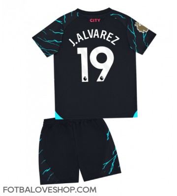 Manchester City Julian Alvarez #19 Dětské Alternativní Dres 2023-24 Krátký Rukáv (+ trenýrky)