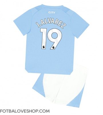 Manchester City Julian Alvarez #19 Dětské Domácí Dres 2023-24 Krátký Rukáv (+ trenýrky)