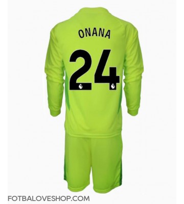 Manchester United Andre Onana #24 Brankářské Dětské Venkovní Dres 2024-25 Dlouhý Rukáv (+ trenýrky)