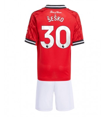Manchester United Benjamin Sesko #30 Dětské Domácí Dres 2025-26 Krátký Rukáv (+ trenýrky)
